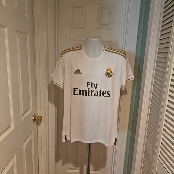 Adidas Real Madrid 2019/2020 Home Jersey White/Gold Men's Sizes M and L Soccer - Picture 2 of 14